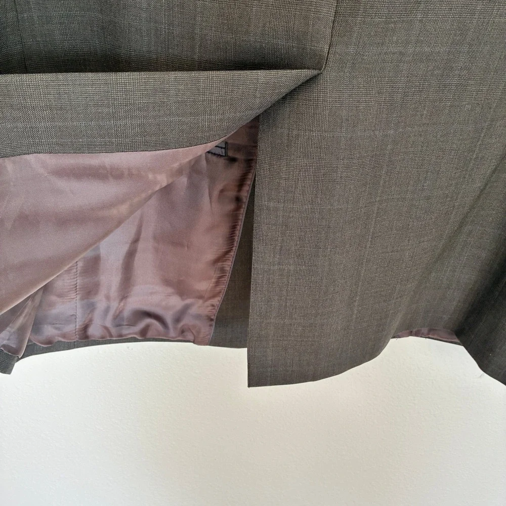 Brooks Brothers 346 Madison Fit Suit Mens 44R 36W Gray Glen Plaid 2 Button *Flaw